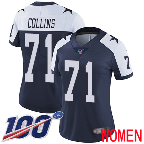Women Dallas Cowboys Limited Navy Blue La el Collins Alternate #71 100th Season Vapor Untouchable Throwback NFL Jersey